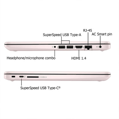 HP Newest 14" Business Laptop,Intel Celeron N4120,16GB RAM,320GB Storage(64GB eMMC+256GB Micro SD),1 Year Office 365,Pink