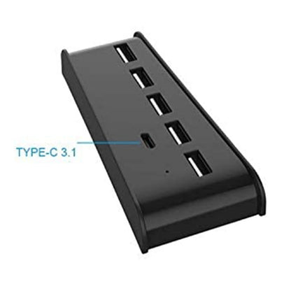 For PS5 USB Hub 6 in 1 USB Splitter Expander Hub Adapter with 5 USB A + 1 USB C Ports for PlayStation 5 Super Speed USB Adapter