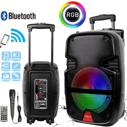 3000 Watts Wireless Portable Party Bluetooth Speaker With Microphone & Remote 8" Subwoofer High Quality Big Sound