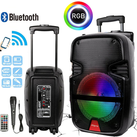 3000 Watts Wireless Portable Party Bluetooth Speaker With Microphone & Remote 8" Subwoofer High Quality Big Sound