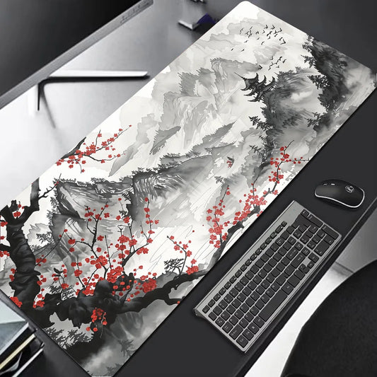 Sakura Scenery Mouse Pad Large Anti-Slip Rubber Gaming MousePad Durable Desk Pad Thick Seam Edge Suitable for Office and Gaming