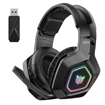 Wireless Gaming Headset 2.4GHz/BT 5.3/Wired Over Ear Headphones RGB Light Gaming Headphones for PS4 PC Laptop