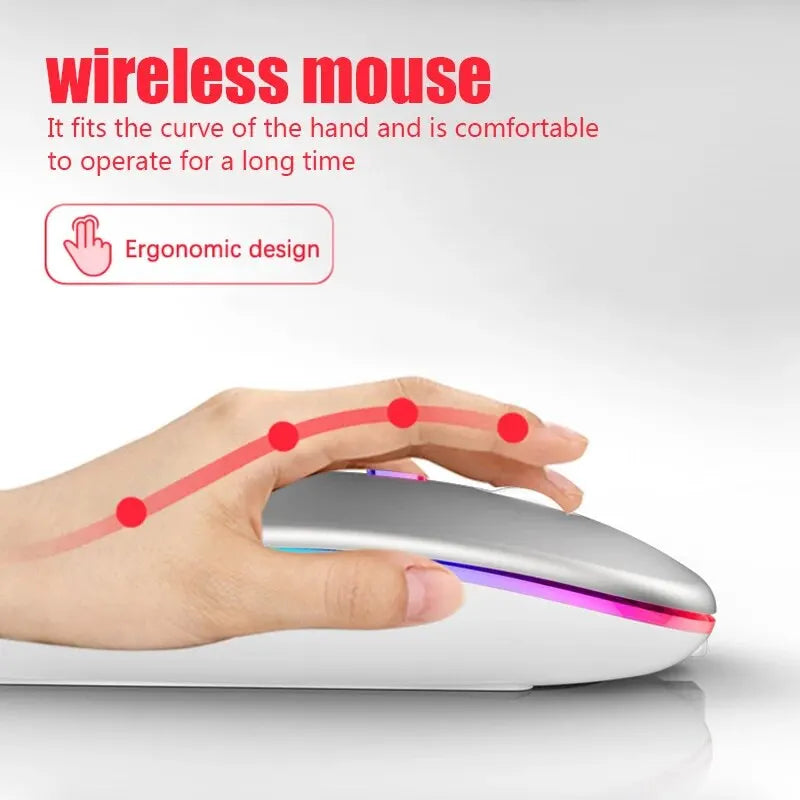 Wireless Mouse Gaming Mouse Backlight USB Compatible RGB Rechargeable Mice Silent Backlit Ergonomic Gaming Mouse for Laptop PC