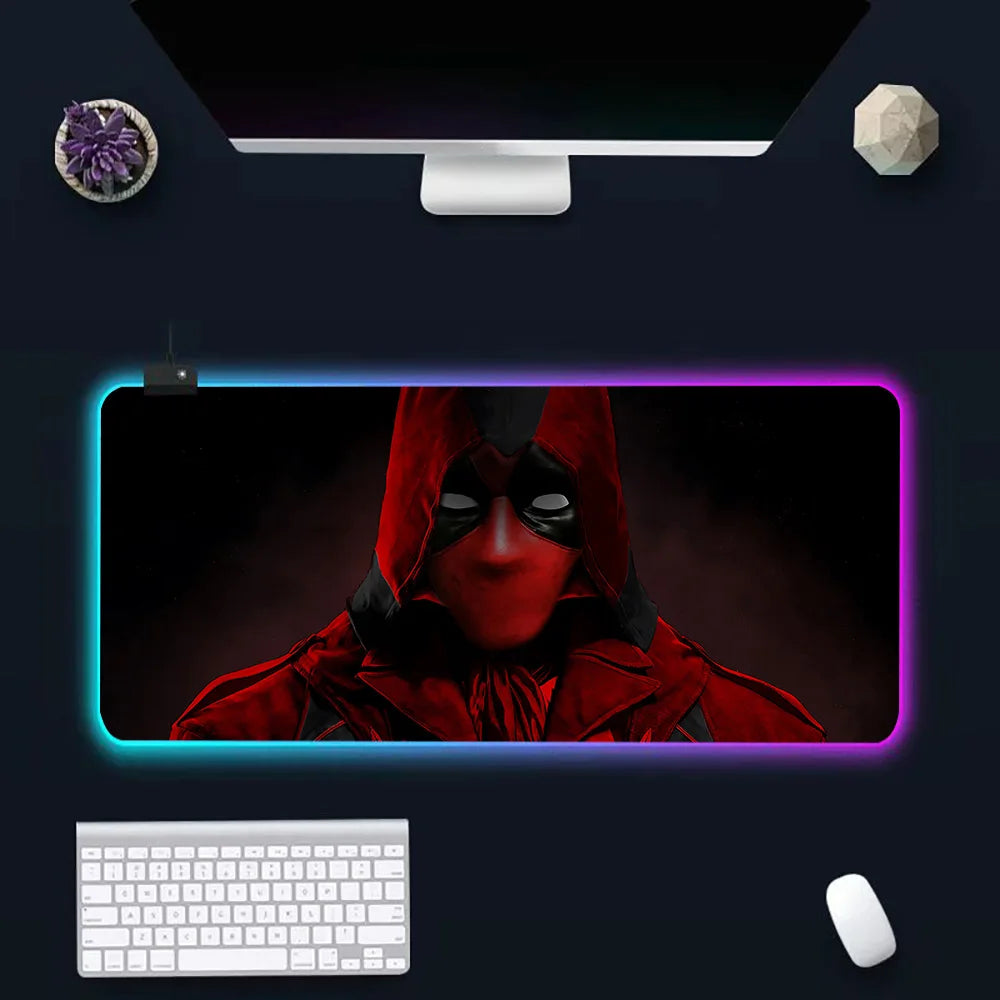 Super Hero Deadpools RGB Pc Gamer Keyboard Mouse Pad Mousepad LED Glowing Mouse Mats Rubber Gaming Computer Mausepad