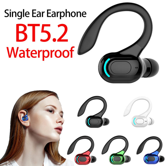 M-F8 Waterproof Hanging Single Ear Earbuds Bluetooth-compatible 5.2 Noise Cancelling Sports Wireless Business Headphones Headset