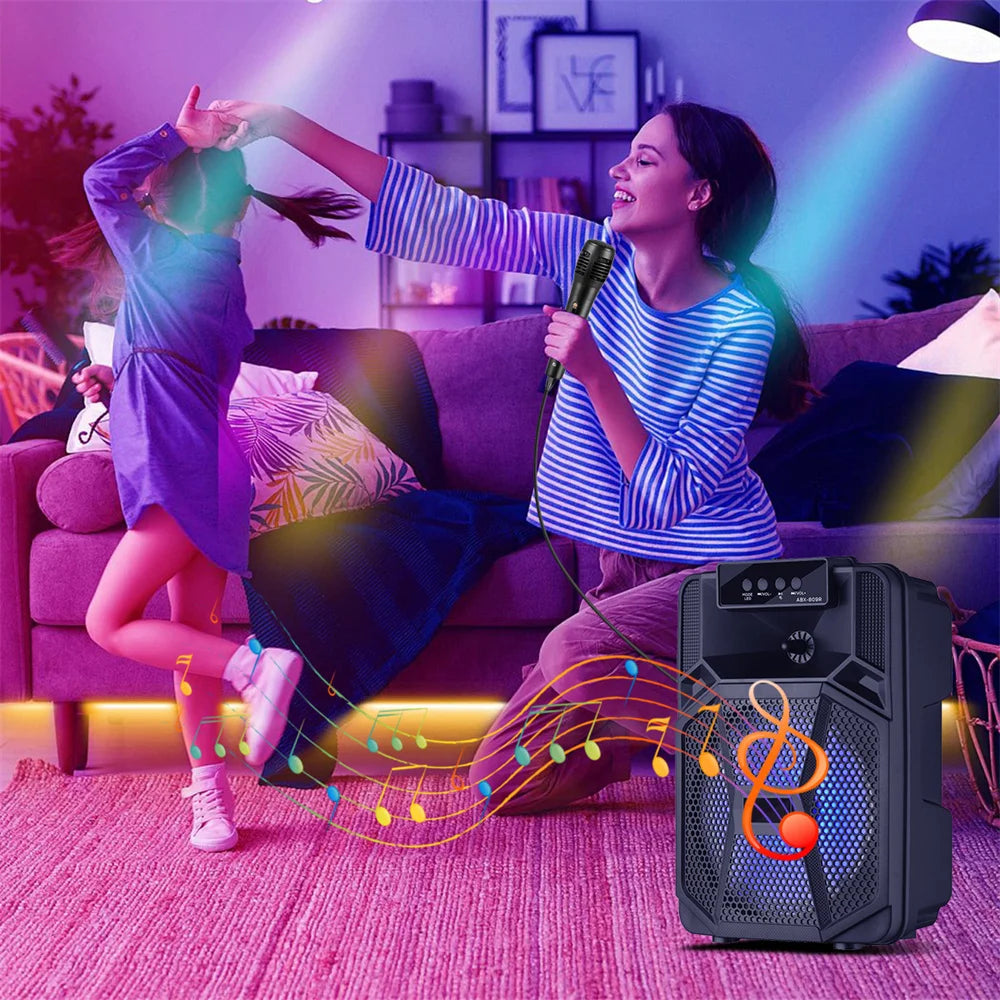 8'' Portable Bluetooth Speaker Sub Woofer Heavy Bass Sound System Party Karaoke Dj Led Light Loud Rechargeable Speaker