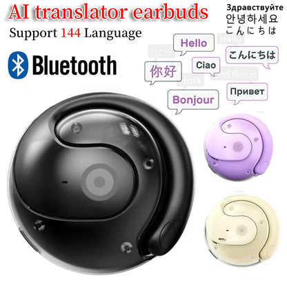 AI Translation Earbuds Real-time translators headphones 144 Language instant voice translator for Travel Business and Learning