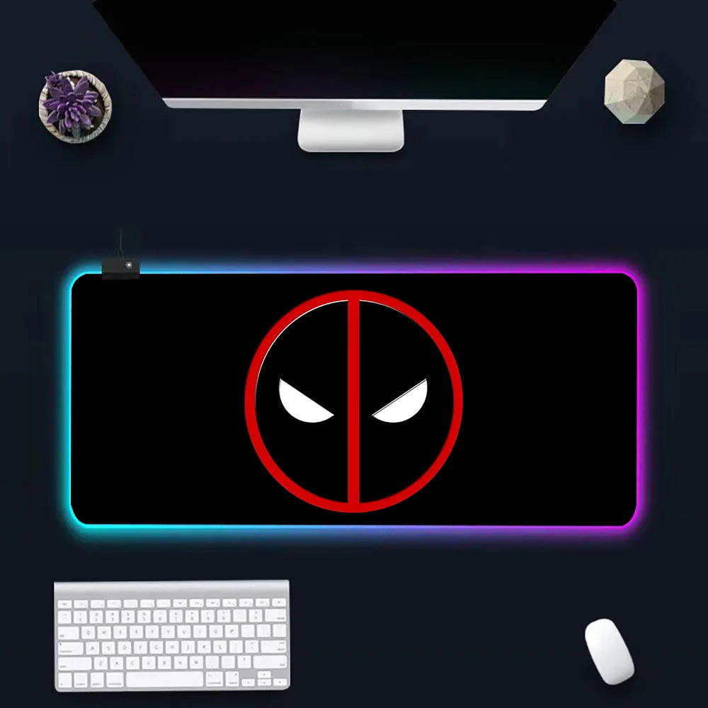 Super Hero Deadpools RGB Pc Gamer Keyboard Mouse Pad Mousepad LED Glowing Mouse Mats Rubber Gaming Computer Mausepad