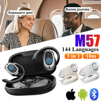 Bluetooth-Compatible TWS 3-in-1 Real-Time Translation Headphones Noise Cancelling Wireless Open-Ear Headphones for Travelers