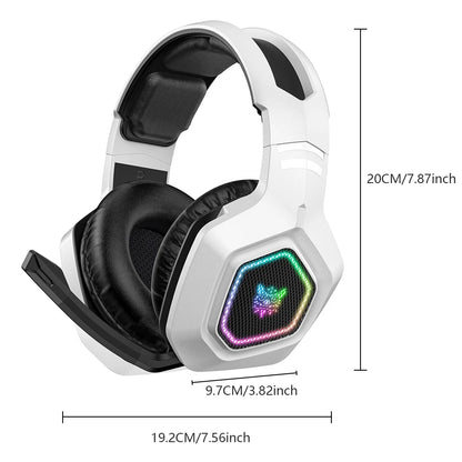 Wireless Gaming Headset 2.4GHz/BT 5.3/Wired Over Ear Headphones RGB Light Gaming Headphones for PS4 PC Laptop