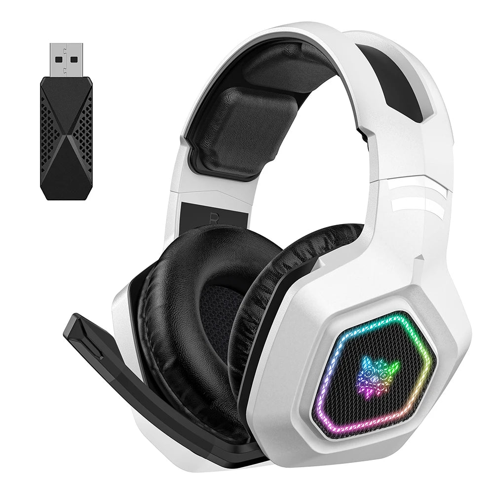 Wireless Gaming Headset 2.4GHz/BT 5.3/Wired Over Ear Headphones RGB Light Gaming Headphones for PS4 PC Laptop